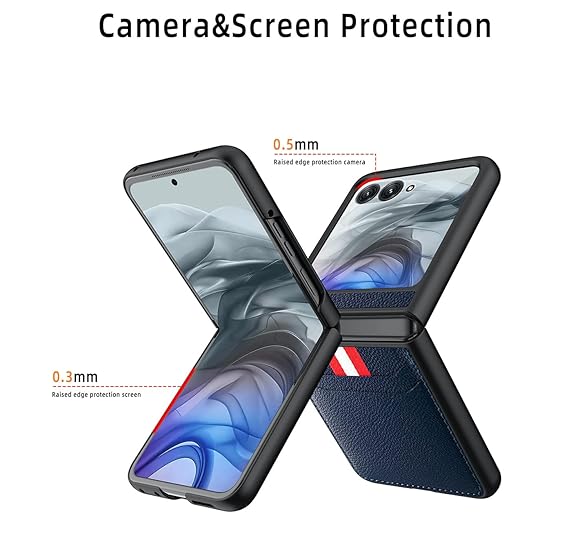 BOUNCEBACK Back Case Cover for Motorola Razr 50 (2024) & Razr 60 (2025) | All Over Protection | Credit Card Holder & Wallet |Faux Leather Coating | - (Black)