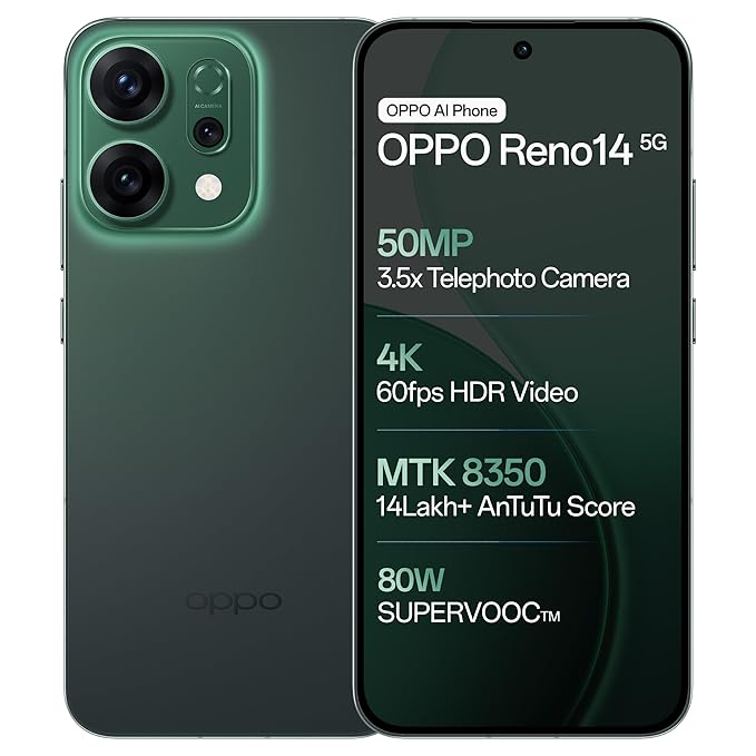 OPPO Reno14 5G (Forest Green, 8GB RAM, 256GB Storage)