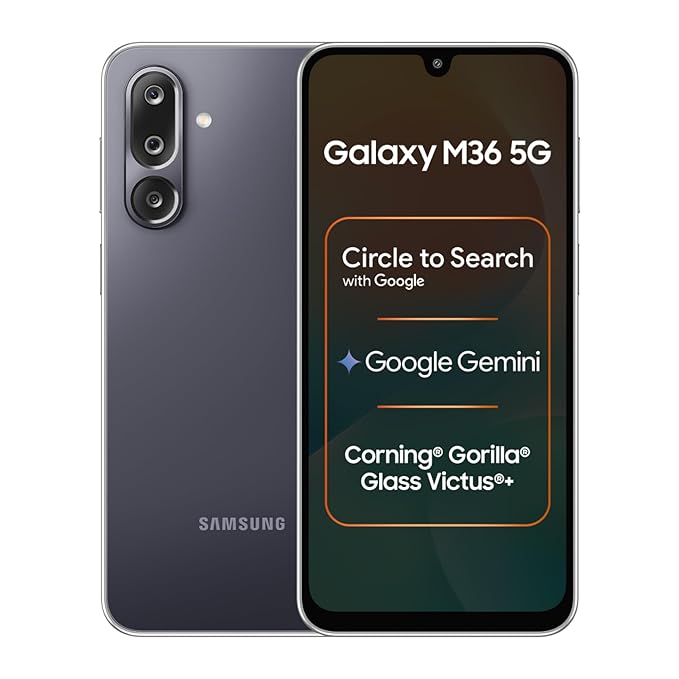 Samsung Galaxy M36 5G (Velvet Black, 6 GB RAM, 128 GB Storage)| Circle to Search| Google Gemini| Corning Gorilla Glass
