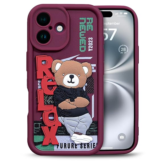 Enflamo for iPhone 16 Case Matte Back Silicone Cover 3D Designed | Camera Bump Protection