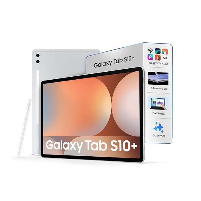 Samsung Galaxy Tab S10 Plus [Smartchoice], S Pen in-Box, 31.5 cm (12.4 inch) Dynamic AMOLED 2X Display, 12 GB RAM, 256 GB Storage, Wi-Fi + 5G Tablet, Platinum Silver