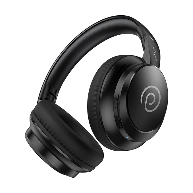 pTron Studio Evo 70hrs Playtime Wireless Over Ear Headphones with HD Mic, Low-Latency Game/Movie/Music Modes, Punchy Bass, BT5.3, Dual Device Pairing, Voice Assistant & Type-C Fast Charging (Black)