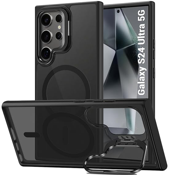 TheGiftKart Hybrid Shockproof Back Cover Case for Samsung Galaxy S24 Ultra 5G | Hard Case for Samsung S24 Ultra(PC & TPU, MagSafe Compatible, Built-In Stand